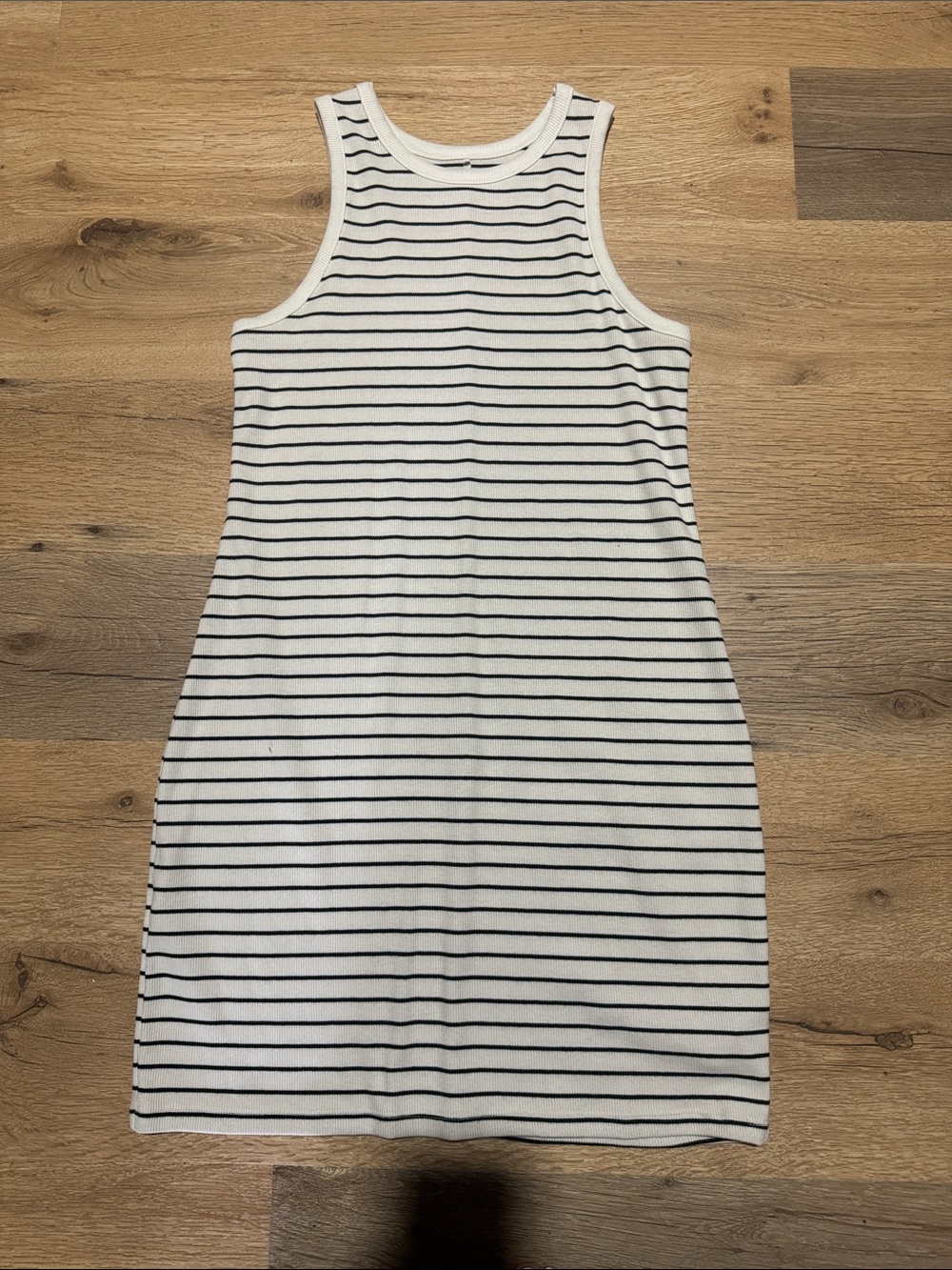 A New Day Black and White Striped Sleevless Ribbed Dress